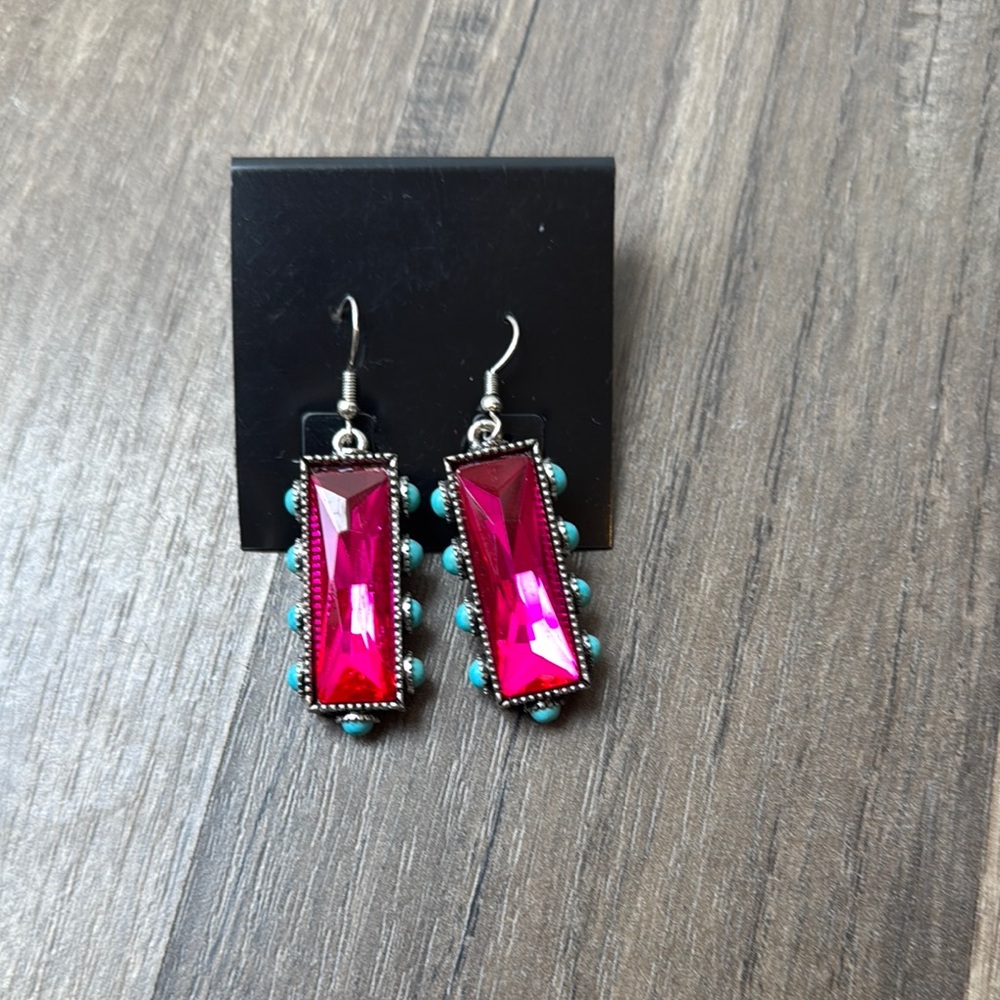 Elegant Pink and Turquoise Earrings